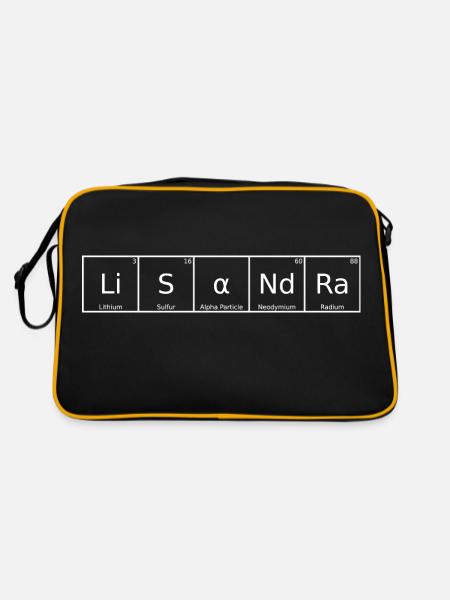 Lisandra Name Vorname Chemie Periodensystem - Retro Tasche - Schwarz/Gold