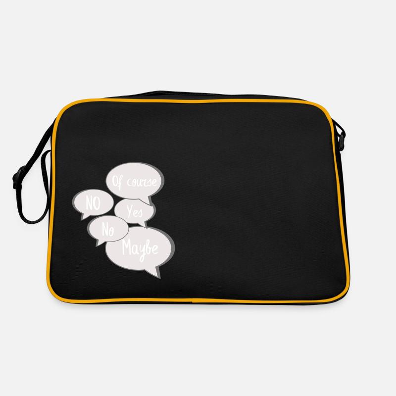 No Yes Maybe Of Course Statement Antworten grau - Retro Tasche - Schwarz/Gold