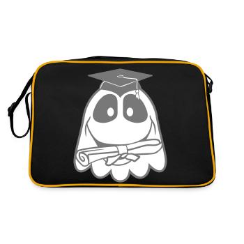 schule abschluss abitur college erfolgreich zeugni - Retro Tasche - Schwarz/Gold - Hinten