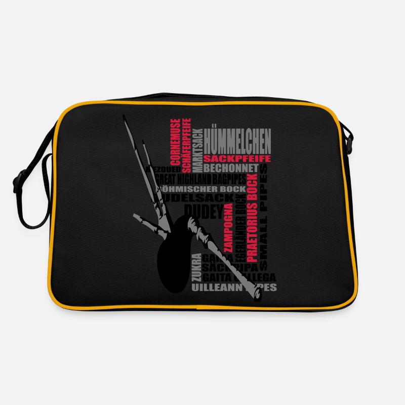 Sackpfeifer Textwolke mit Dudey - Retro Tasche - Schwarz/Gold