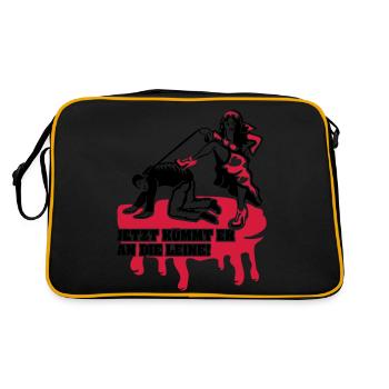 Jetzt kommt er an die Leine! - Retro Tasche - Schwarz/Gold - Hinten
