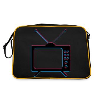 3d fernseher tv retro antenne bildschirm fernsehen - Retro Tasche - Schwarz/Gold - Hinten