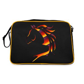 Cheval, chevaux, tête de cheval multicolore - Sac Retro - noir/or - Dos