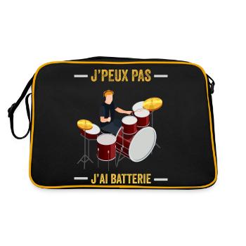 je peux pas j ai batterie humour batteur drôles - Sac Retro - noir/or - Dos