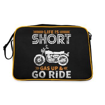 Motorradfahrer - Retro Tasche - Schwarz/Gold - Hinten