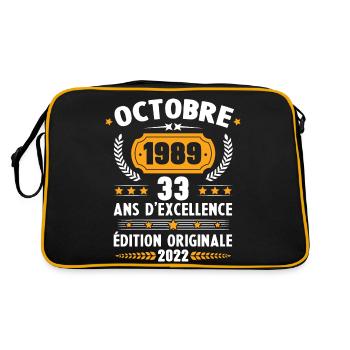 Cadeau D'anniversaire Rétro 33 Ans Octobre 1989 - Sac Retro - noir/or - Dos