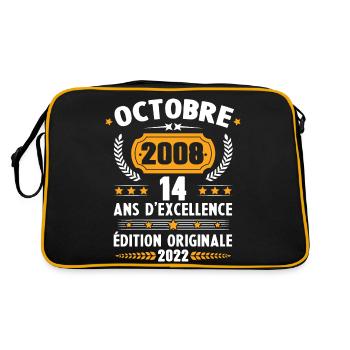 Cadeau D'anniversaire Rétro 14 Ans Octobre 2008 - Sac Retro - noir/or - Dos