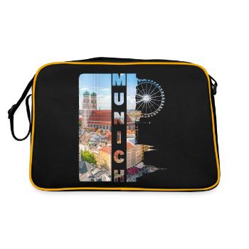 Munich Allemagne Ville Skyline Accueil Amour - Sac Retro - noir/or - Dos