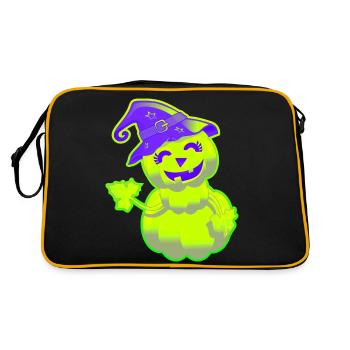 Mignonne Citrouille d'Halloween – Vert - Sac Retro - noir/or - Dos