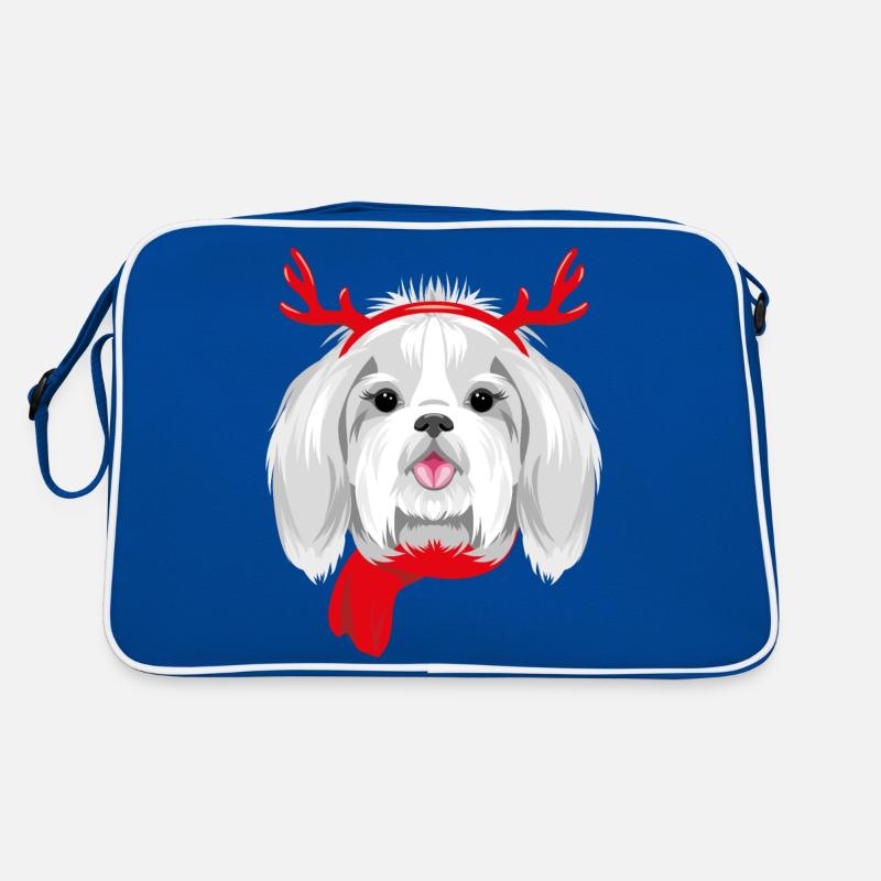 Hübsche Shih Tzu trägt Weihnachtshörner Retro Tasche