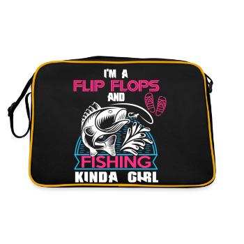 Ich bin ein Flip Flop und Fischer Mädchen - Retro Tasche - Schwarz/Gold - Hinten