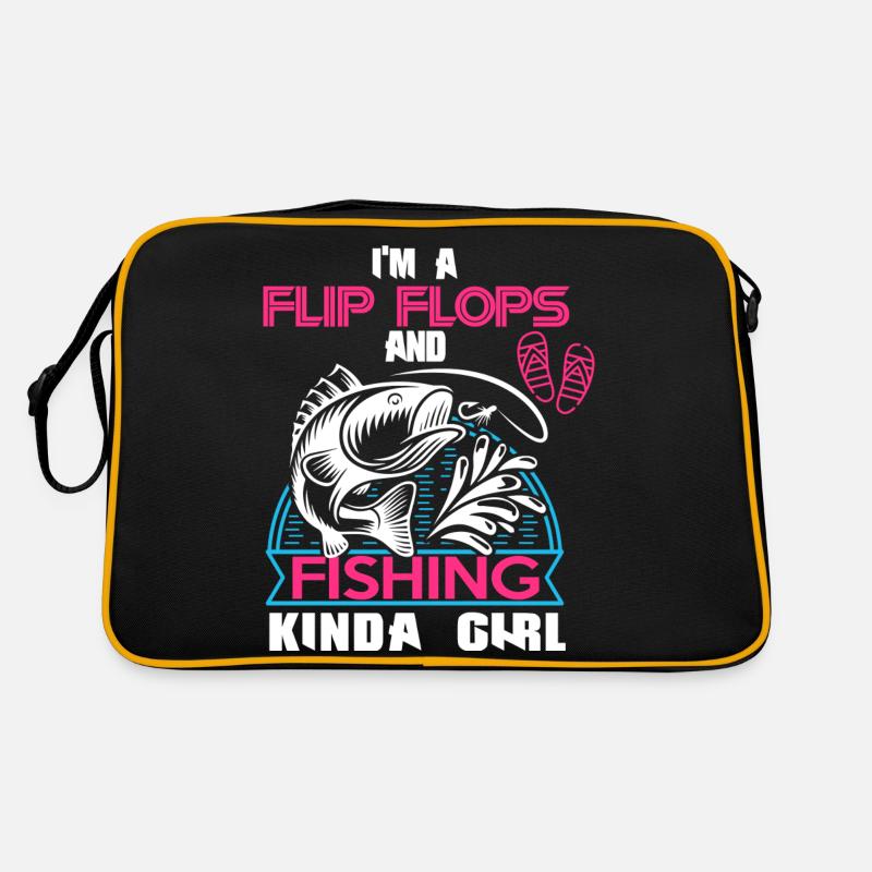 Ich bin ein Flip Flop und Fischer Mädchen Retro Tasche