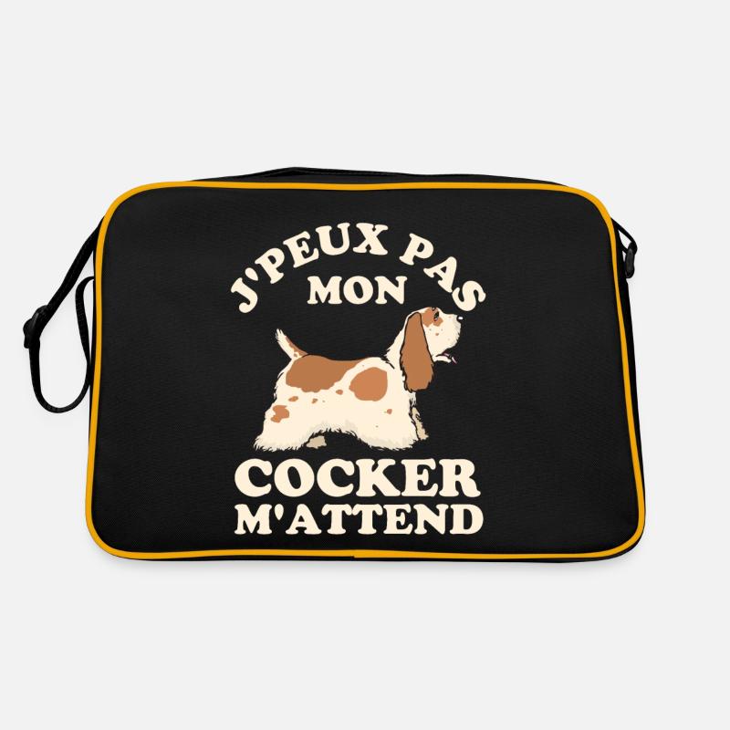 Chien de race cocker - Sac Retro - noir/or