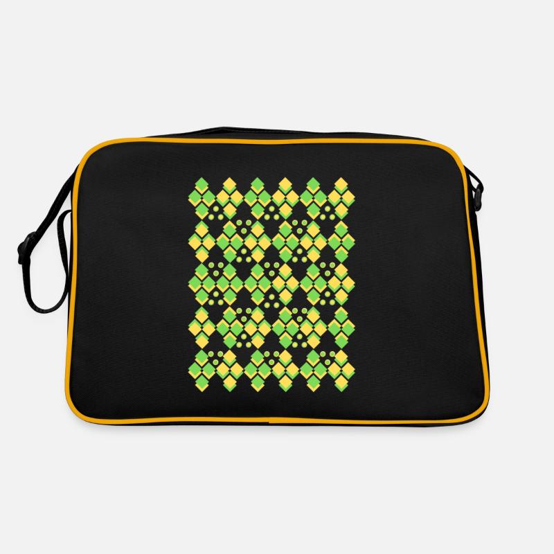 Geometric abstract art > geometric square colo - Retro Bag - black/gold