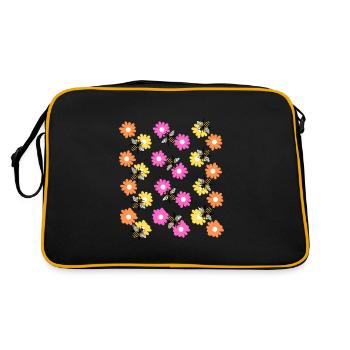 Fleurs d'abeille idée de cadeau - Sac Retro - noir/or - Dos