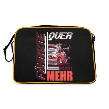 Fährste Quer siehste Mehr - Retro Tasche - Schwarz/Gold - Hinten