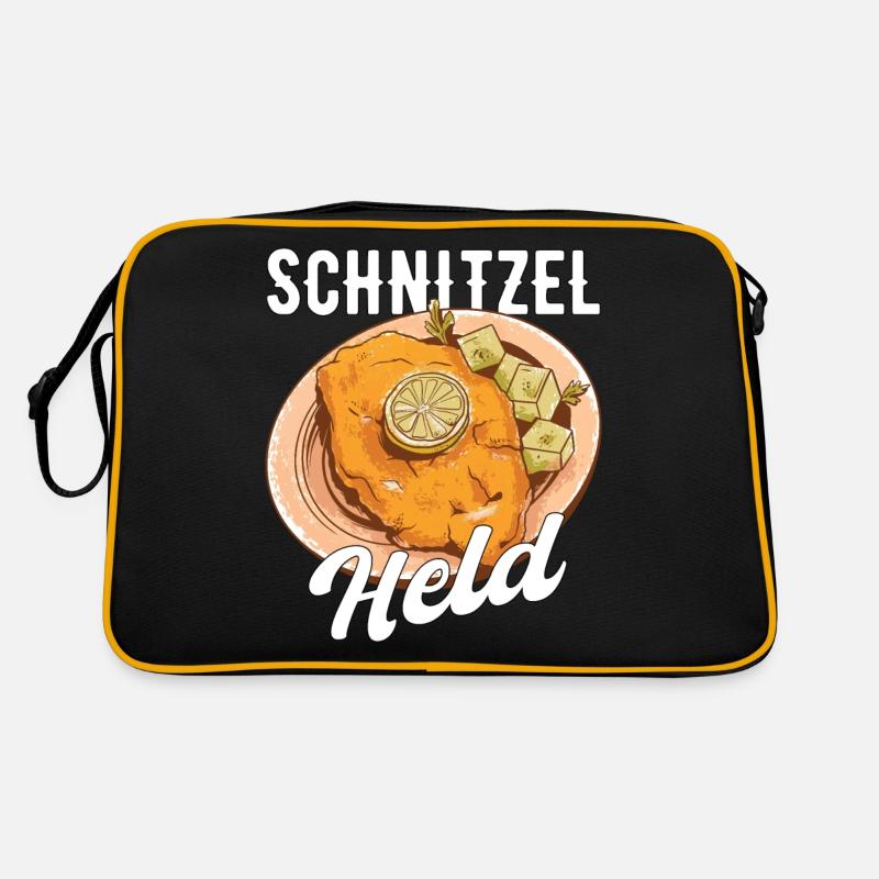 Schnitzel Held Fleisch Geschenk - Retro Tasche - Schwarz/Gold