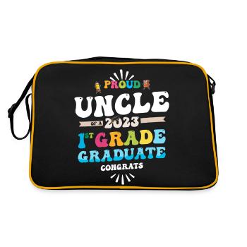 Stolzer Onkel einer 1. Klasse von 2023 - Retro Tasche - Schwarz/Gold - Hinten