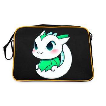 Cartoon Drache Feuer Fantasie Comic Drachen 4 - Retro Tasche - Schwarz/Gold - Hinten