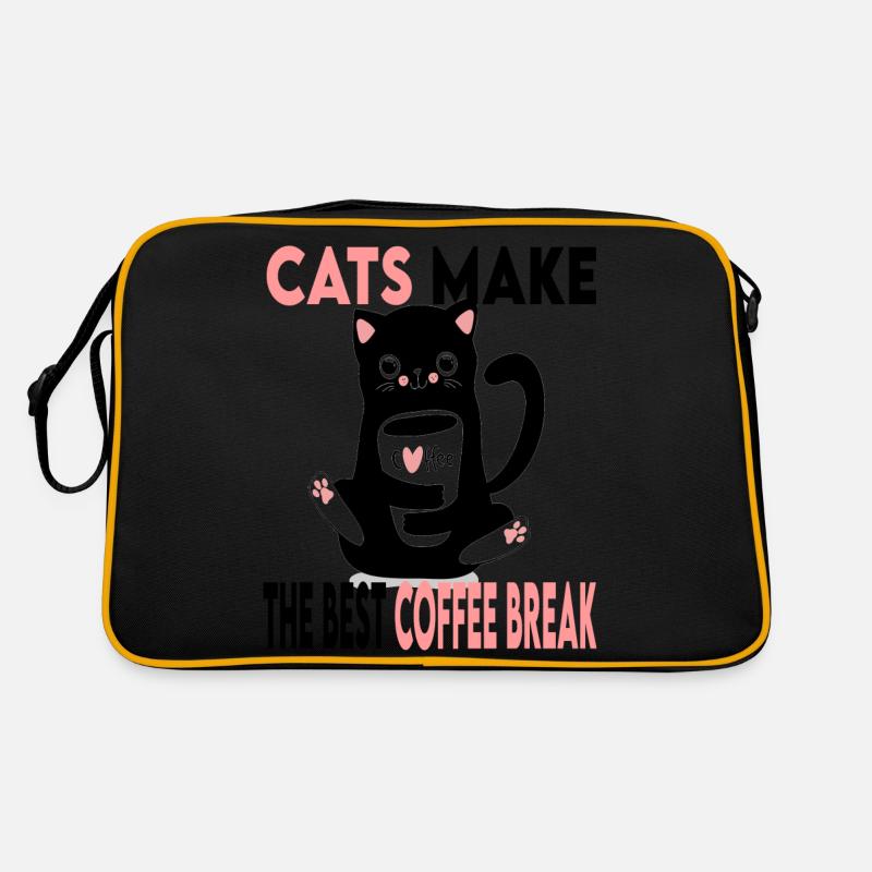 Katzen machen die beste Kaffeepause Retro Tasche
