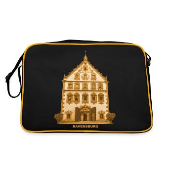 Ravensburg Lederhaus Schwaben Bodensee Baden-Württ - Retro Tasche - Schwarz/Gold - Hinten