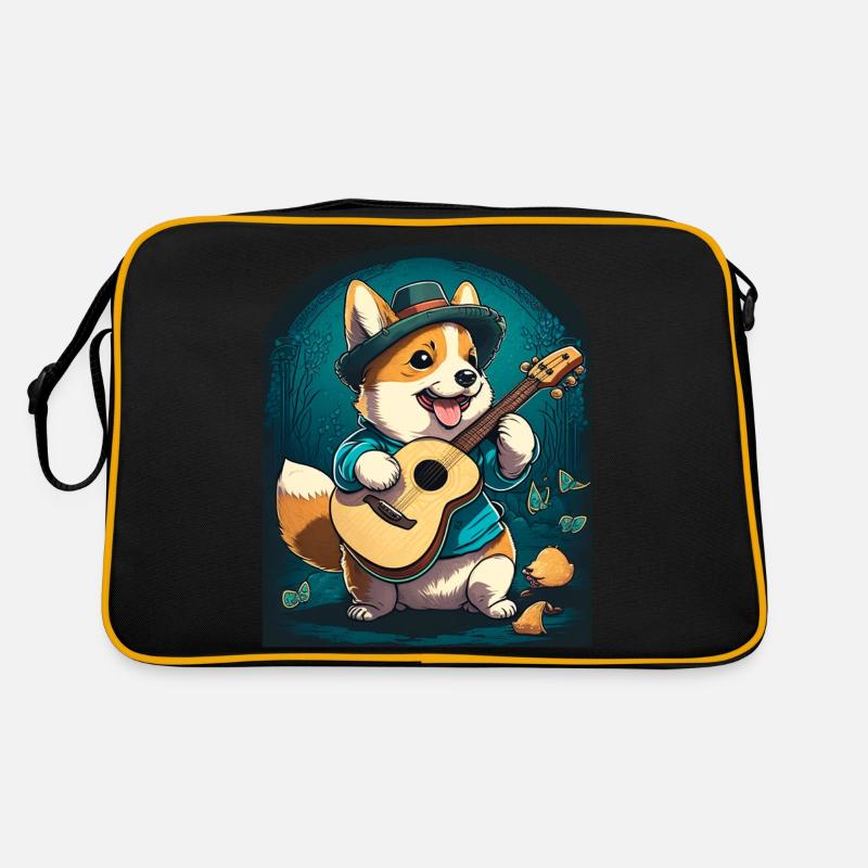 Corgi Bard - Retro Bag - black/gold