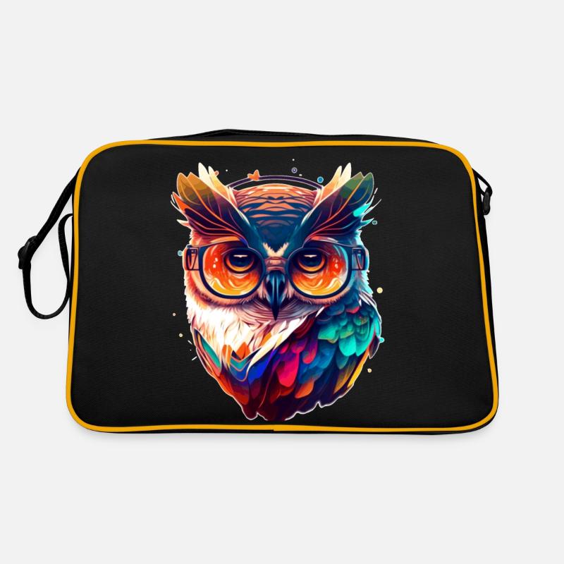 Oiseau nocturne coloré de la chouette effraie avec des lunettes Sac Retro