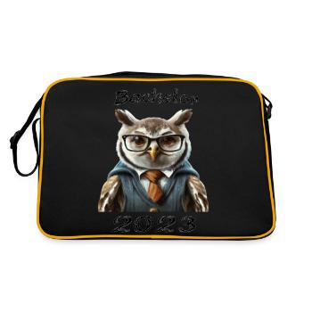 Bachelor 2023 Eule - Retro Tasche - Schwarz/Gold - Hinten