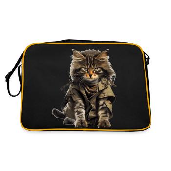 Chat comme combattant de guérilla et vétéran avec poncho - Sac Retro - noir/or - Dos