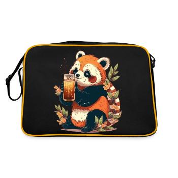 Happy red panda aime la bière - Sac Retro - noir/or - Dos