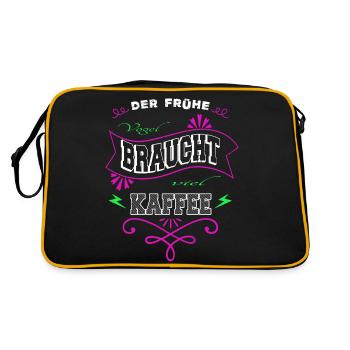 zitat süchtig geschenkidee verschlafen - Retro Tasche - Schwarz/Gold - Hinten