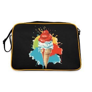 Italienisches Vanille-Erdbeer-Eis - Retro Tasche - Schwarz/Gold - Hinten