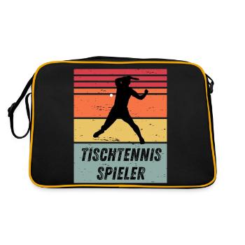 Tischtennisspieler - Retro Tasche - Schwarz/Gold - Hinten