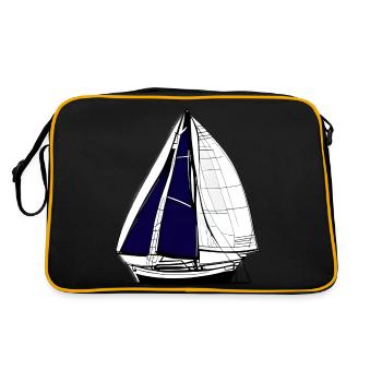 Segeln Segelboot Segelsport Segler Segelschiff - Retro Tasche - Schwarz/Gold - Hinten