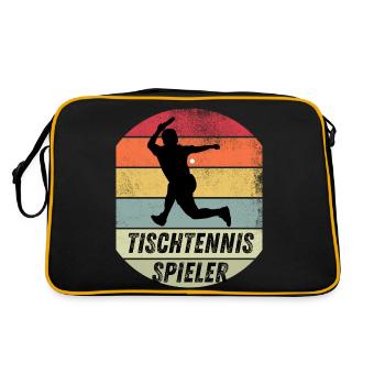 Tischtennisspieler - Retro Tasche - Schwarz/Gold - Hinten