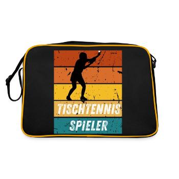 Tischtennisspieler - Retro Tasche - Schwarz/Gold - Hinten