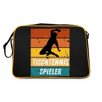 Tischtennisspieler - Retro Tasche - Schwarz/Gold - Hinten