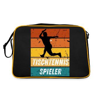 Tischtennisspieler - Retro Tasche - Schwarz/Gold - Hinten