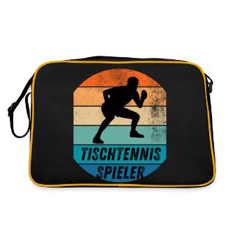 Tischtennisspieler - Retro Tasche - Schwarz/Gold - Hinten
