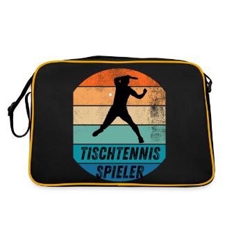 Tischtennisspieler - Retro Tasche - Schwarz/Gold - Hinten