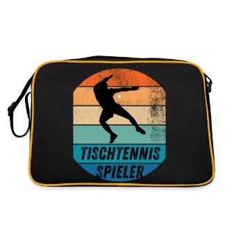 Tischtennisspieler - Retro Tasche - Schwarz/Gold - Hinten
