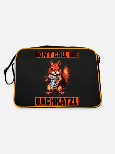 `Nenn mich nicht Oachkatzl lustiges Eichhörnchen - Retro Tasche - Schwarz/Gold - Hinten