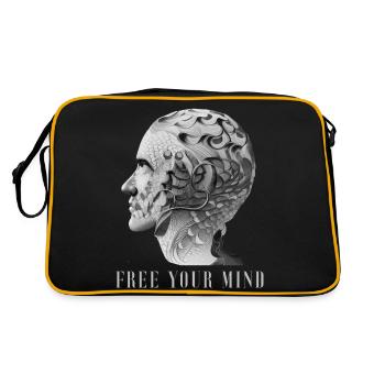 free your mind - Retro Tasche - Schwarz/Gold - Hinten