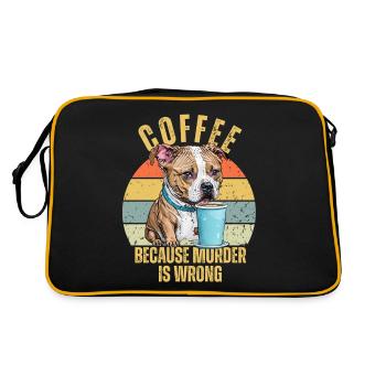 Funny Pitbull Drink Coffee Because Murder is Wrong - Retro Bag - black/gold - Back