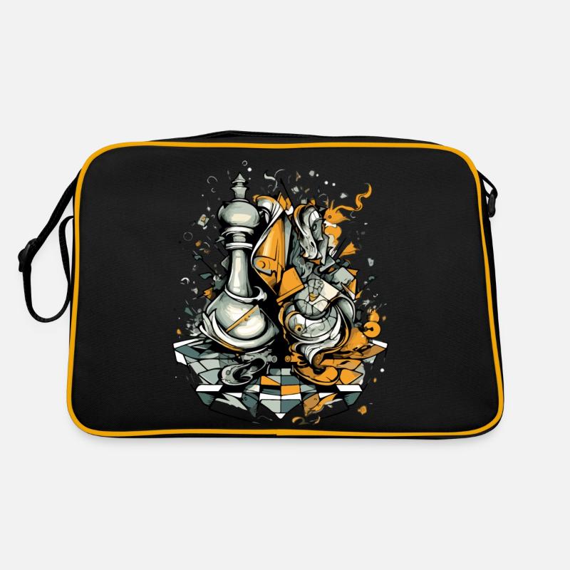 Abstraktes Schach - Retro Tasche - Schwarz/Gold