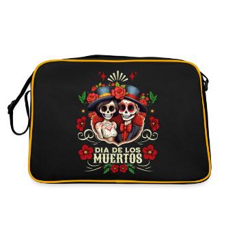 Dia De los Muertos Skulls Skull Man Woman - Retro Bag - black/gold - Back