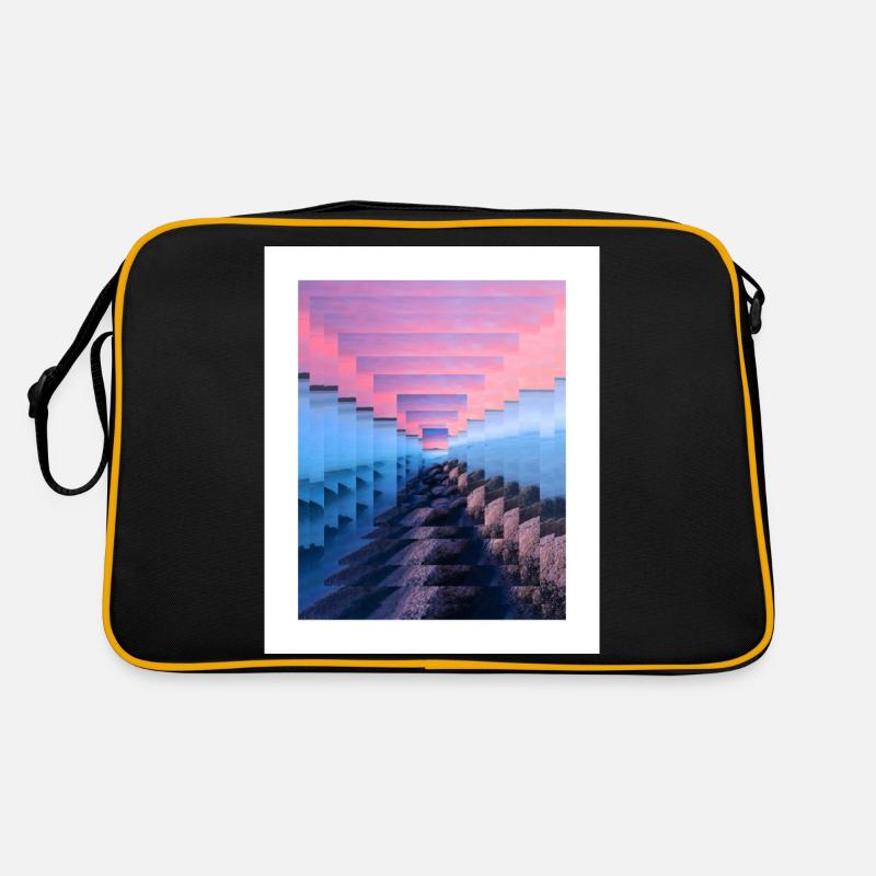 Mist-shrouded landscape Retro Bag