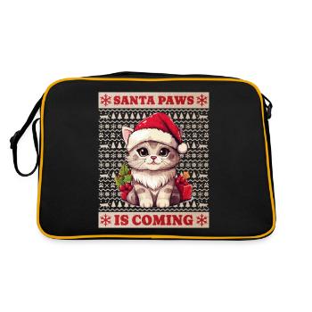 Cat Christmas Santa Paws Merry Catmas Ugly - Retro Bag - black/gold - Back