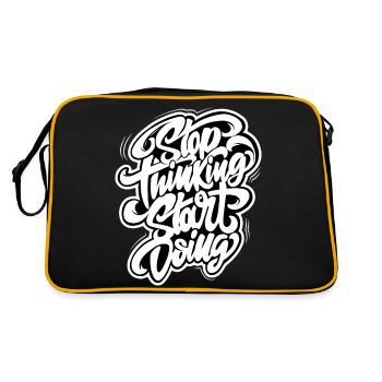 Arrêtez de penser, commencez à faire du graphisme dessiné à la main - Sac Retro - noir/or - Dos