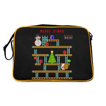 Weihnachten-x-mas-Gute alte zeit 2 Remastert - Retro Tasche - Schwarz/Gold - Hinten